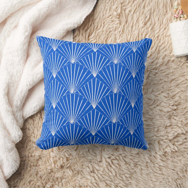 Blue Art Deco Design Kussen (Deken)