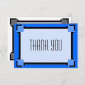 Blue Art Deco Geometric Bedankt voor je kaart (Voorkant / Achterkant)