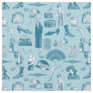 Blue Art Deco jaren 1920 Flapper Glamour Vrouwelij Stof
