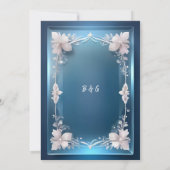 Blue Art Deco  lijst bruiloft Kaart (Achterkant)