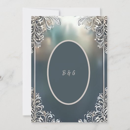 Blue Art Deco  lijst bruiloft veilig de datum (Achterkant)