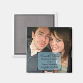 Blue Art Deco Lijst Save the Date Magnet (Voorkant / Achterkant)
