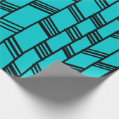 Blue Art Deco Lines Cadeaupapier (Hoek)