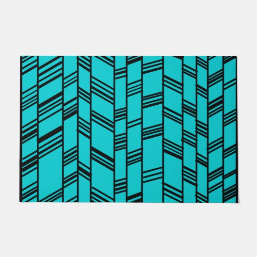 Blue Art Deco Lines Deurmat (Voorkant)
