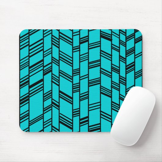 Blue Art Deco Lines Muismat (Met muis)