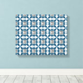 Blue Art Deco Patroon Canvas Afdruk (Insitu (Houten vloer))