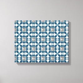 Blue Art Deco Patroon Canvas Afdruk