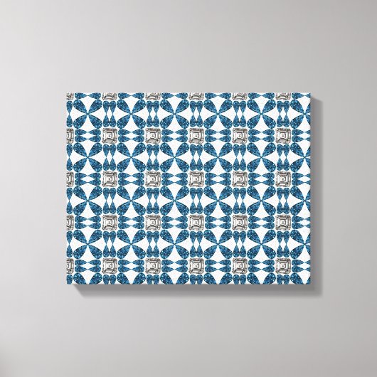 Blue Art Deco Patroon Canvas Afdruk (Voorkant)