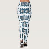 Blue Art Deco Patroon Leggings (Achterkant)