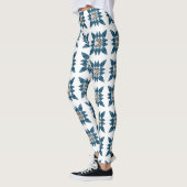 Blue Art Deco Patroon Leggings (Links)