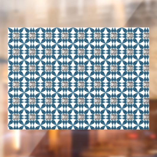 Blue Art Deco Patroon Raamsticker (Vel 2)