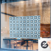 Blue Art Deco Patroon Raamsticker (Cafe Raam)