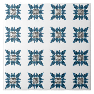 Blue Art Deco Patroon Tegeltje