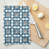 Blue Art Deco Patroon Theedoek (Quarter Fold)
