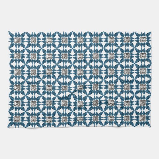 Blue Art Deco Patroon Theedoek (Horizontaal)