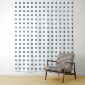 Blue Art Deco Patroon Wandkleed (In situ)