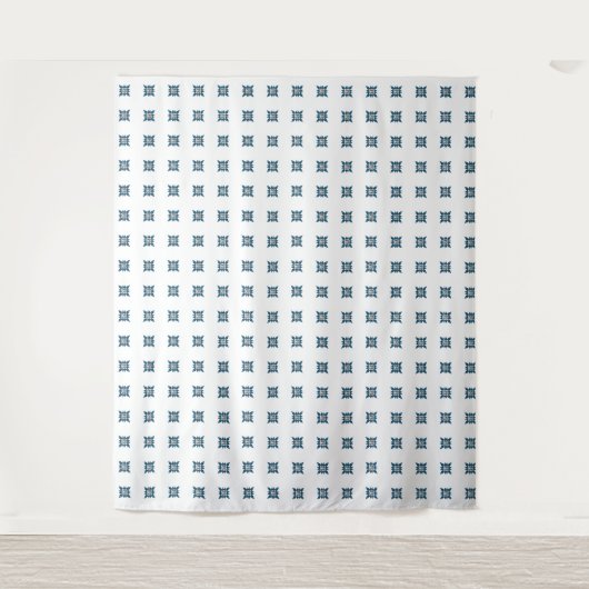 Blue Art Deco Patroon Wandkleed (Voorkant)