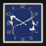 Blue Art Deco Vierkante Klok<br><div class="desc">Geweldig klokontwerp. Je zult het leuk vinden als anderen. U kunt dit ontwerp vrij gebruiken voor andere producten die u wilt of om jouw tekst aan te passen en toe te voegen. Volg me voor meer. Met vriendelijke groet. Een leuke dag.</div>