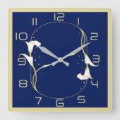 Blue Art Deco Vierkante Klok (Voorkant)