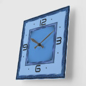 Blue Art Deco Vierkante Klok (Hoek)