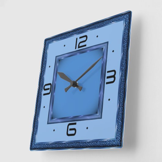 Blue Art Deco Vierkante Klok (Hoek)