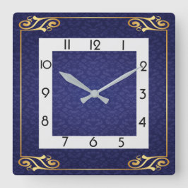 Blue art deco vierkante klok