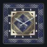 Blue art deco vierkante klok<br><div class="desc">Geweldig klokontwerp. Je zult het leuk vinden als anderen. U kunt dit ontwerp vrij gebruiken voor andere producten die u wilt of om jouw tekst aan te passen en toe te voegen. Volg me voor meer. Met vriendelijke groet. Een leuke dag.</div>