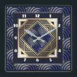 Blue art deco vierkante klok<br><div class="desc">Geweldig klokontwerp. Je zult het leuk vinden als anderen. U kunt dit ontwerp vrij gebruiken voor andere producten die u wilt of om jouw tekst aan te passen en toe te voegen. Volg me voor meer. Met vriendelijke groet. Een leuke dag.</div>