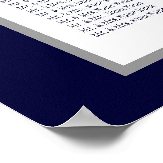 Blue Art Deco Wedding Seating Chart 150 Poster (Hoek)