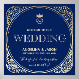Blue Art Deco Welcome Wedding Poster