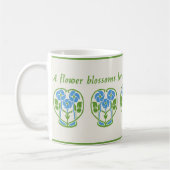 Blue Art Nouveau Flowers Koffie Mok (Links)
