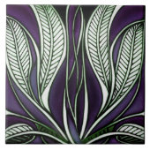 Blue Art Nouveau Geïnspireerd Klassiek Bloemen Geo Tegeltje (Voorkant)