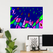 Blue Art Print Poster (Thuiskantoor)