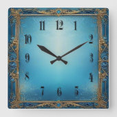 Blue Art  Vierkante Klok (Voorkant)