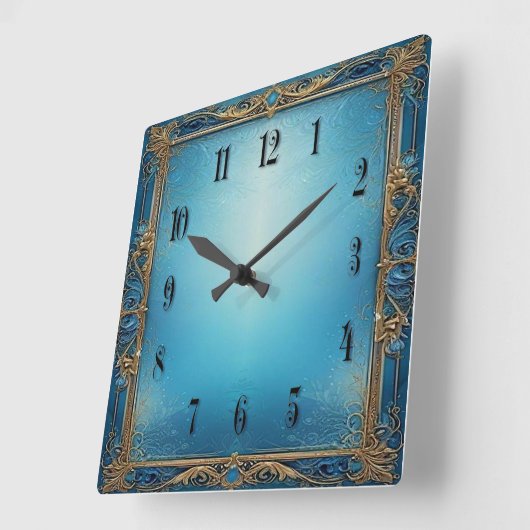 Blue Art  Vierkante Klok (Hoek)