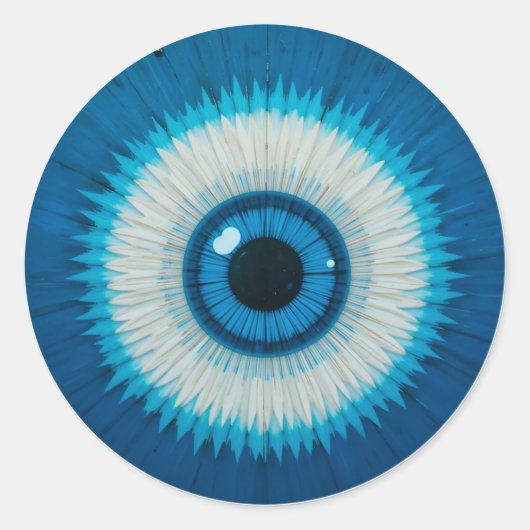 Blue Artistic Evil Eye Design Ronde Sticker (Voorkant)