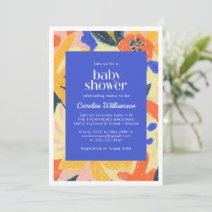 Blue Artsy Abstract Botanical Cute Baby shower Kaart