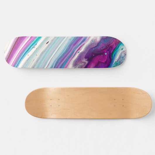 Blue Artsy Paint Strokes Pattern Skateboard (Horizontaal)