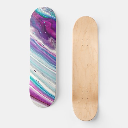 Blue Artsy Paint Strokes Pattern Skateboard (Voorkant)