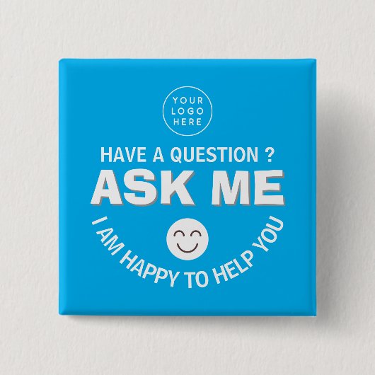 Blue "Ask Me" Vrijwillige Button (Voorkant)