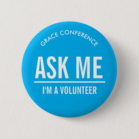 Blue Ask Me Vrijwilligers Ronde Button 5,7 Cm (Voorkant)