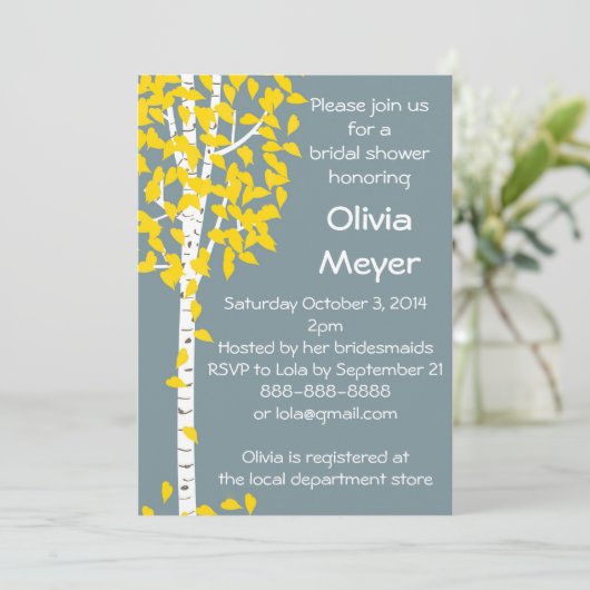 Blue Aspen Tree-uitnodigingen Kaart (Staand voorkant)