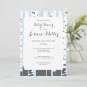 Blue Aspen Trees Baby Shower Invitations Kaart (Staand voorkant)
