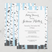 Blue Aspen Trees Baby Shower Invitations Kaart (Voorkant / Achterkant)