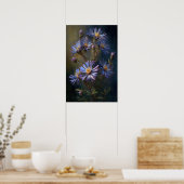 Blue Aster Flower Art Print Poster (Keuken)