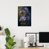 Blue Aster Flower Art Print Poster (Thuiskantoor)
