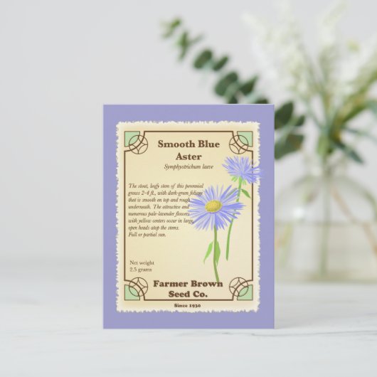 Blue Aster Seed Packet Briefkaart (Staand voorkant)
