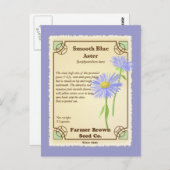 Blue Aster Seed Packet Briefkaart (Voorkant / Achterkant)