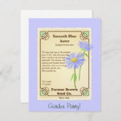 Blue Aster Seed Packet Kaart (Voorkant / Achterkant)