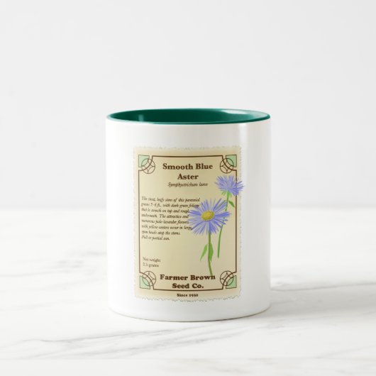Blue Aster Seed Packet Tweekleurige Koffiemok (Center)